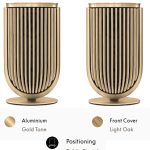 Gold Tone Aluminium, Light Oak cover, Table stand main pic